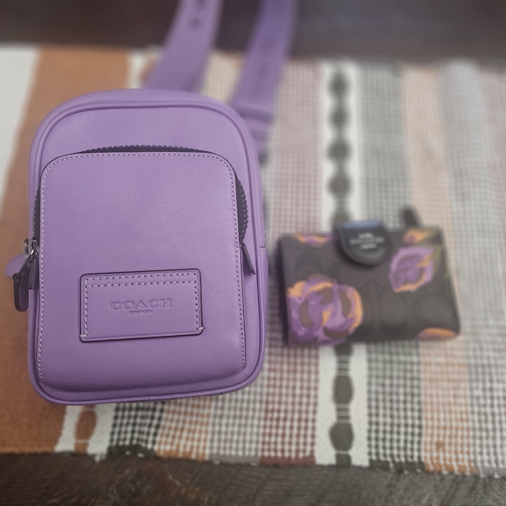 Coach Purple Crossbody Bag With Wallet.